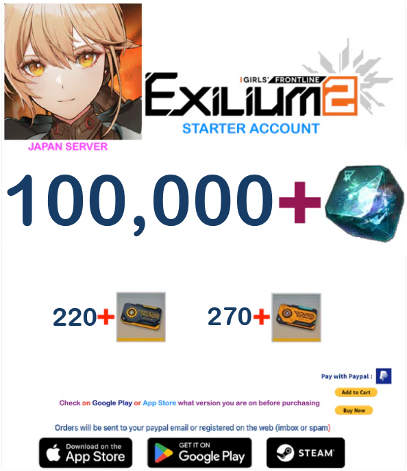(JAPAN SERVER) 100.000 + Collapse Piece GIRLS' FRONTLINE 2: EXILIUM Starter account