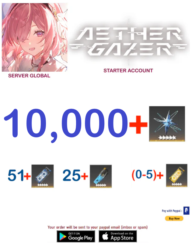 (Global Server) 10000+ Shifted Stars - Aether Gazer Starter Reroll Account