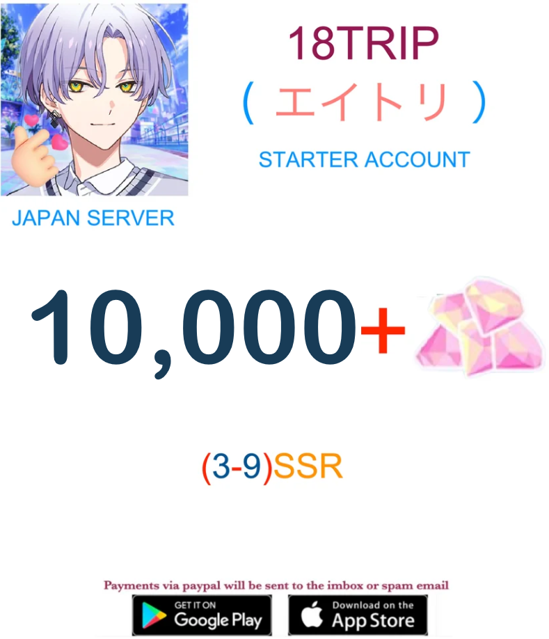 (Japan Server) 10000+ Gems + 3~10 SSR 18TRIP(エイトリ) Starter Account