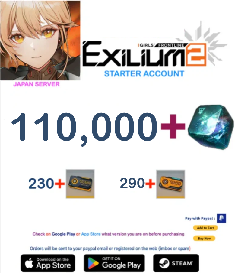 (JAPAN SERVER) 110.000 + Collapse Piece GIRLS' FRONTLINE 2: EXILIUM Starter account