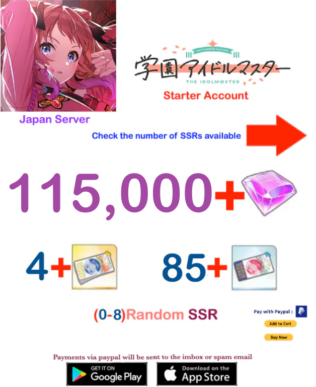 (Japan Server) 115.000 Gems Gakuen Idolmaster Starter Account