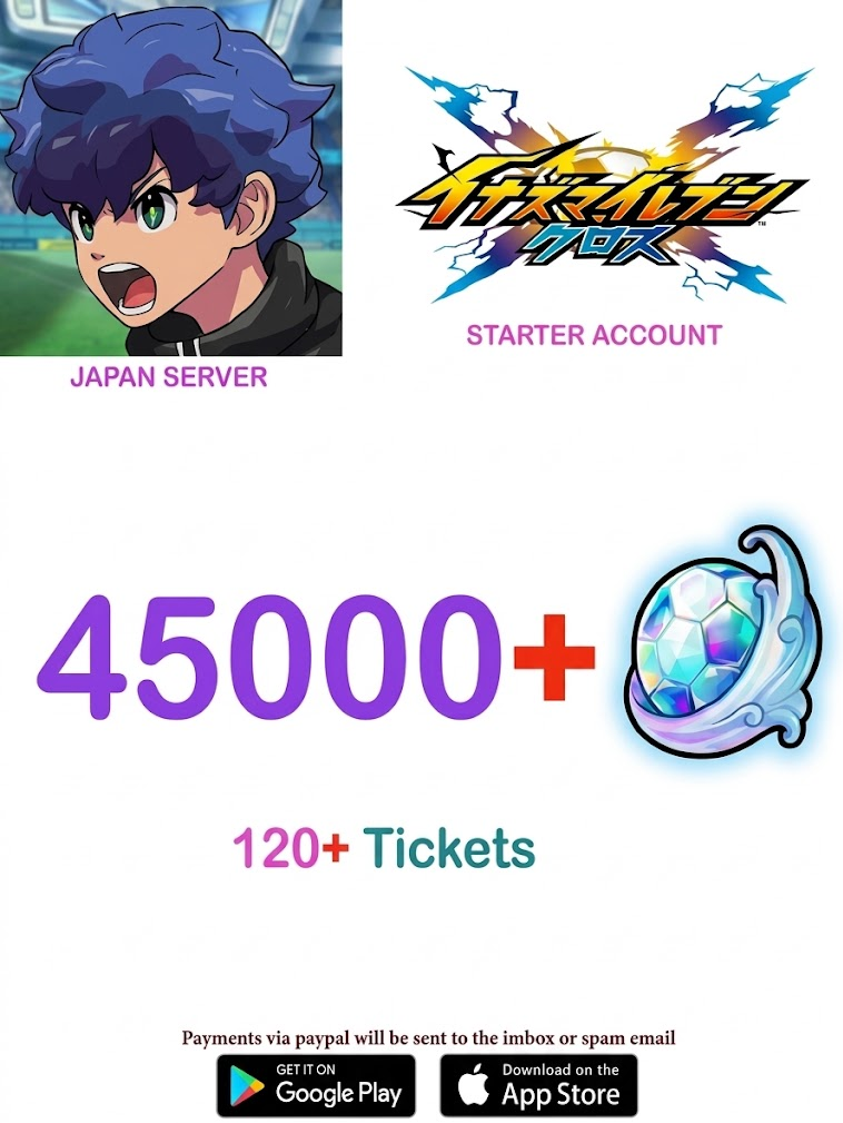 (Japan Server) 45,000 + Gems Inazuma Eleven Cross Starter Account v1