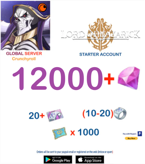 (Global Server)(CR Version) 12000+ Crystals Ovelord Lord of Nazarick