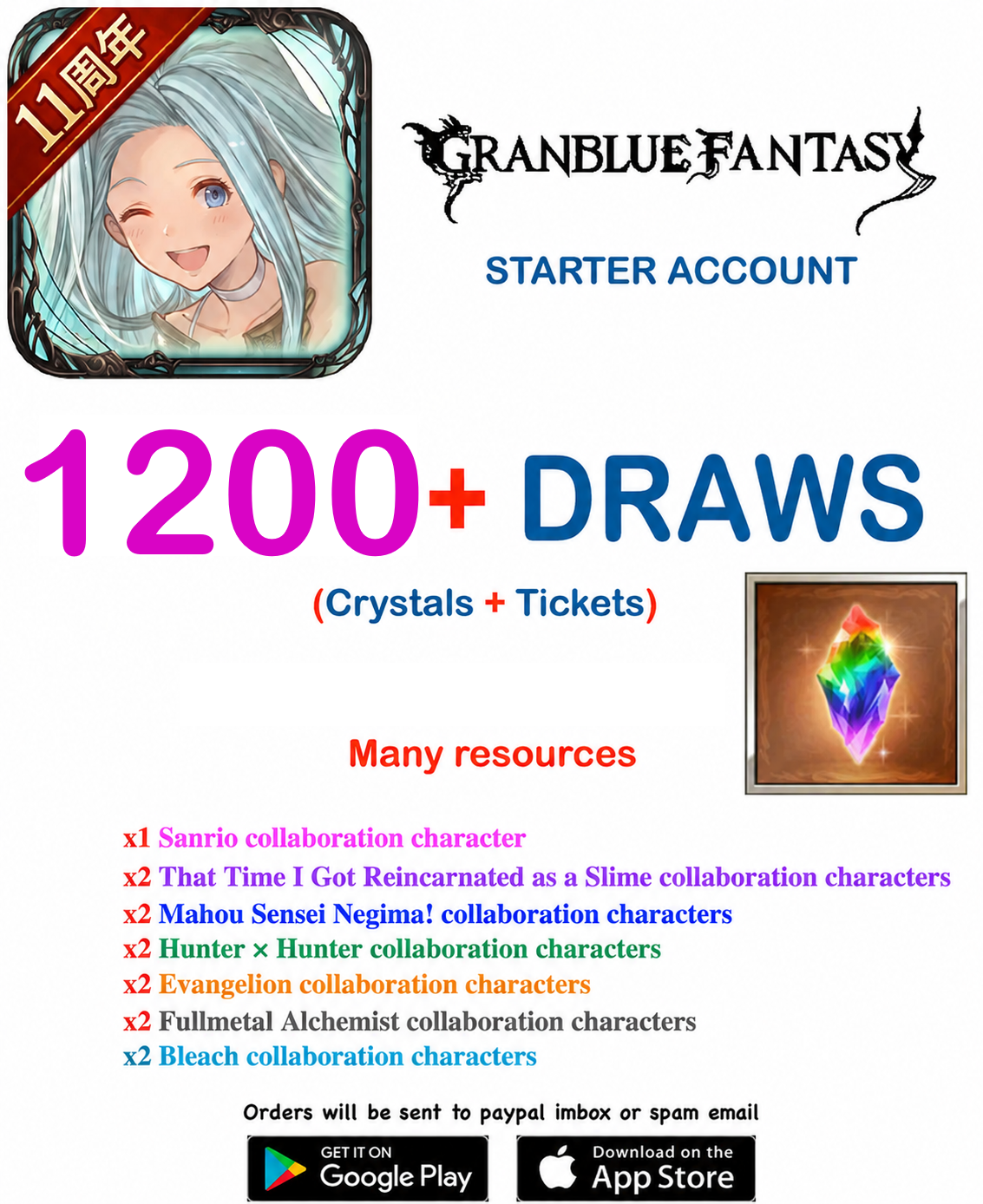 1200+ Draws GranBlue Fantasy GBF Starter Account v4
