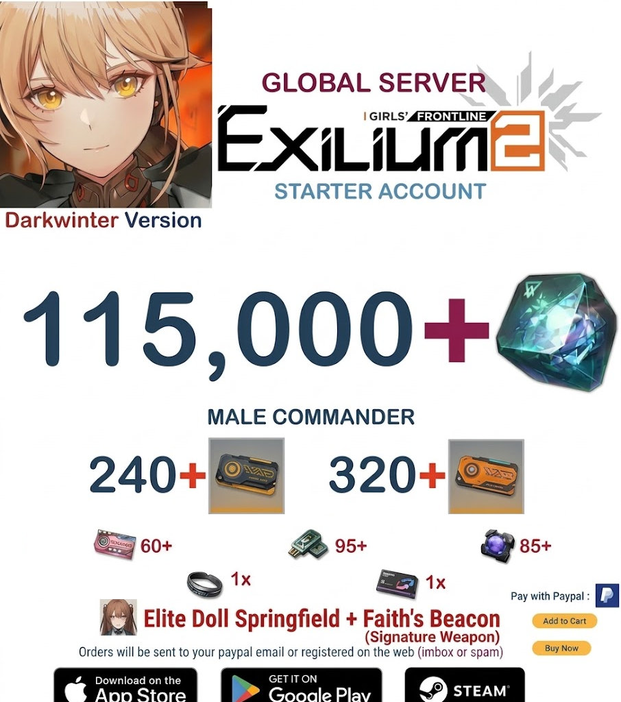 (Global Server-America- DarkWinter) 115.000 + Collapse Piece GIRLS' FRONTLINE 2: EXILIUM Starter account