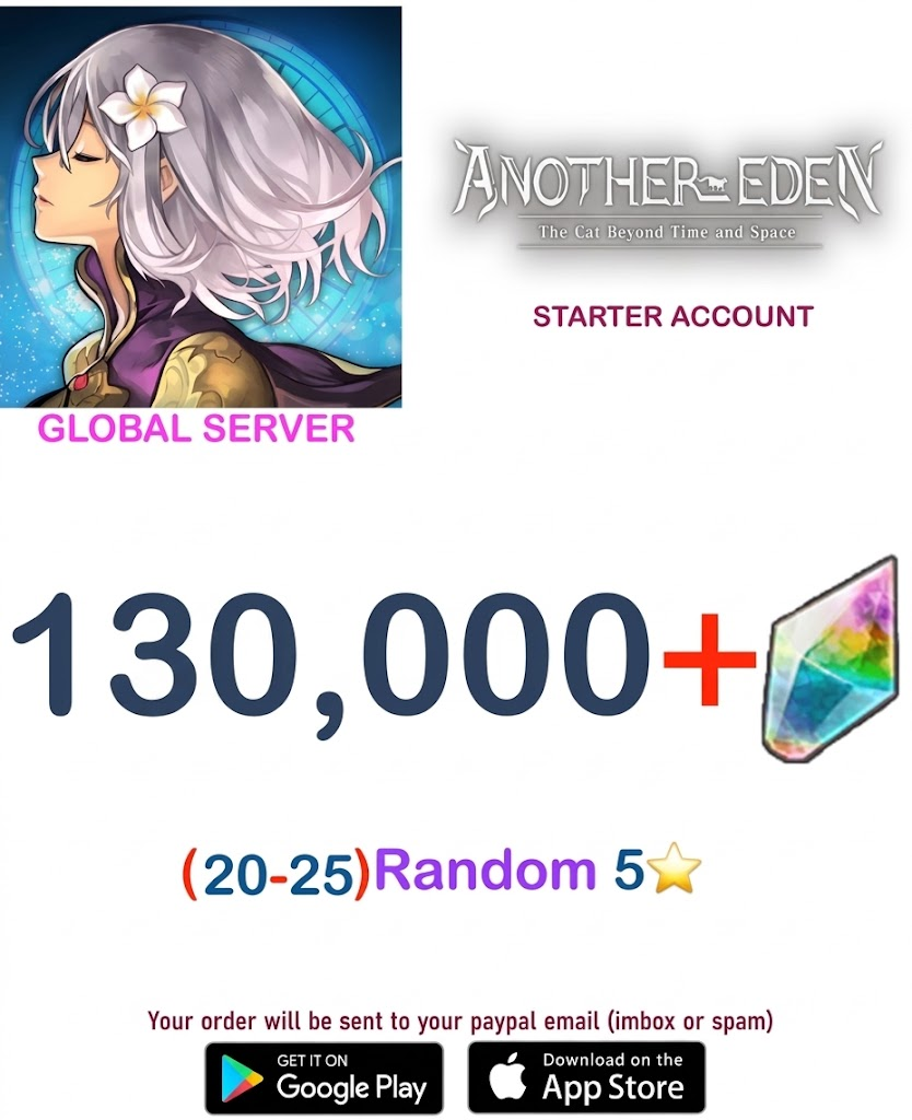 (Global Server) 130,000 Gems Another Eden Starter Account v1