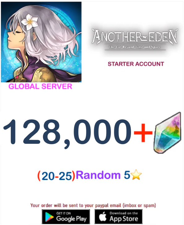 (Global Server) 128,000 Gems Another Eden Starter Account v1
