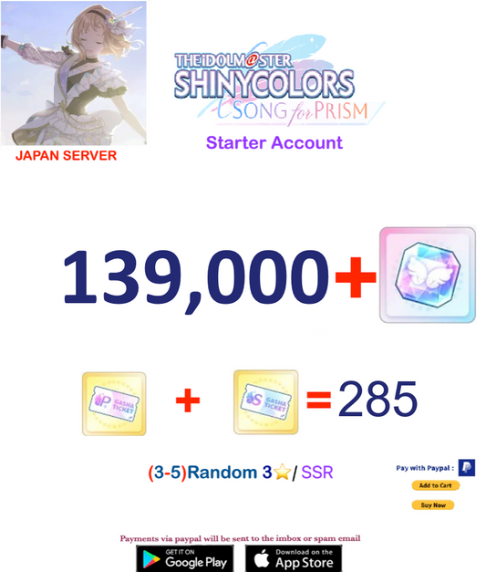 (Japan Server)  139.000+ Prism Jewels  Idolmaster Idolmaster Shiny Colors Song for Prism Reroll Starter Account