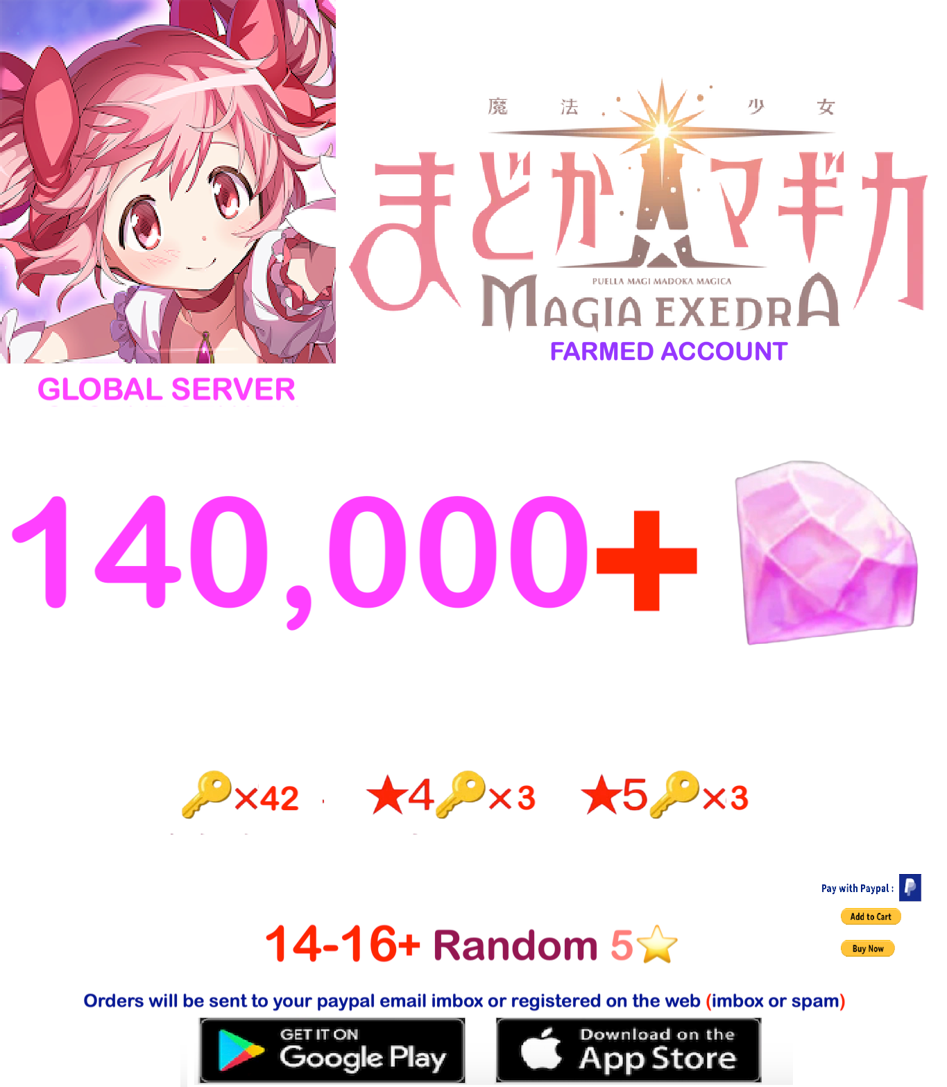 (Global Server) ?? Magica Stones Madoka Magica Farmed account v3