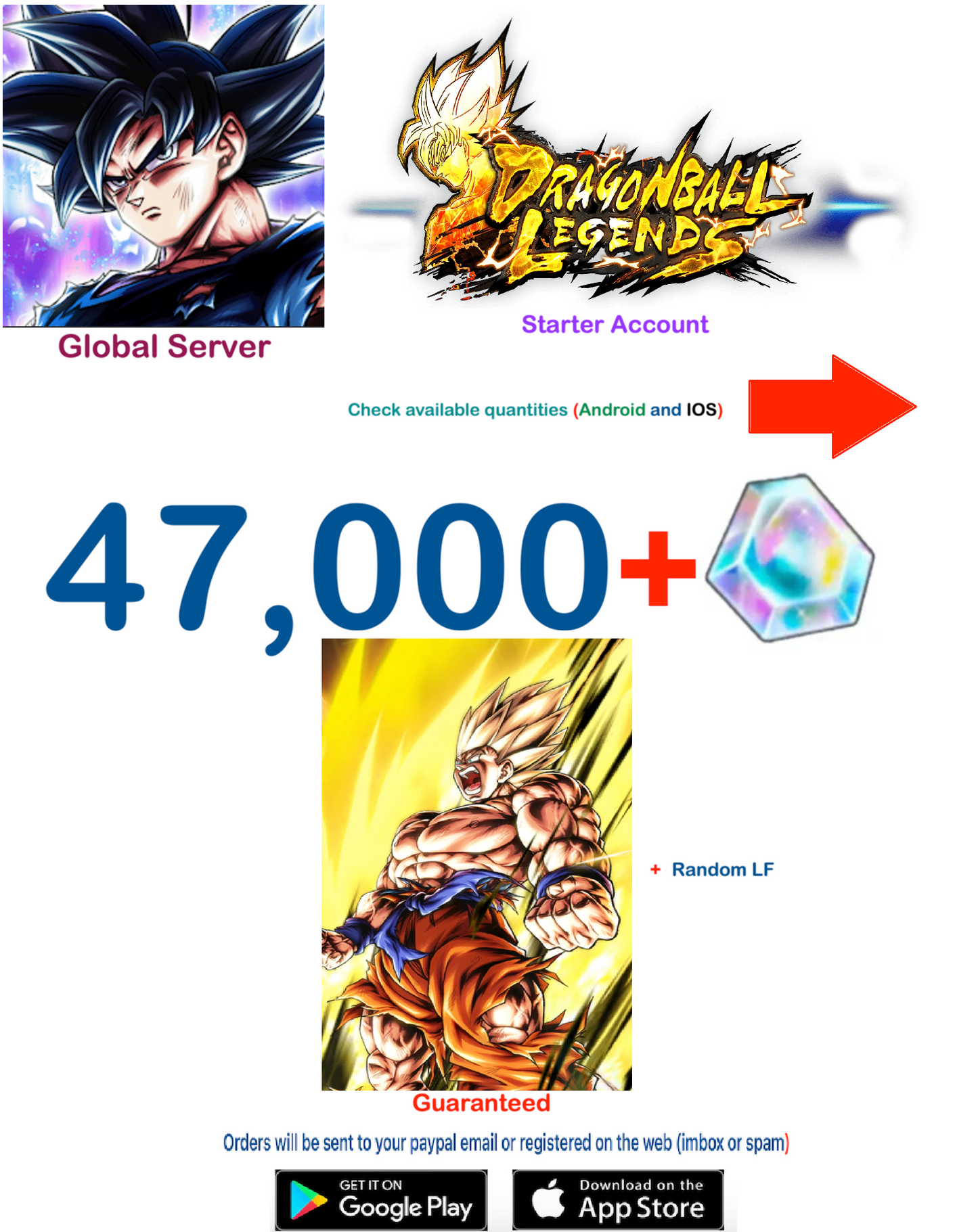 (Global Server)(Android-IOS VERSION) SSJ Goku Dragon Ball Legends Farmed Account