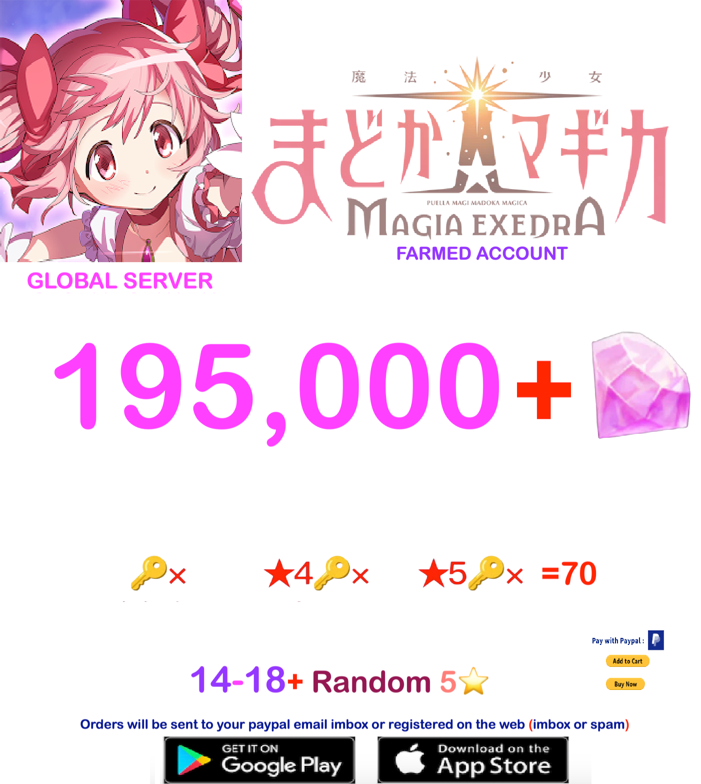 (Global Server) ?? Magica Stones Madoka Magica Farmed account v5
