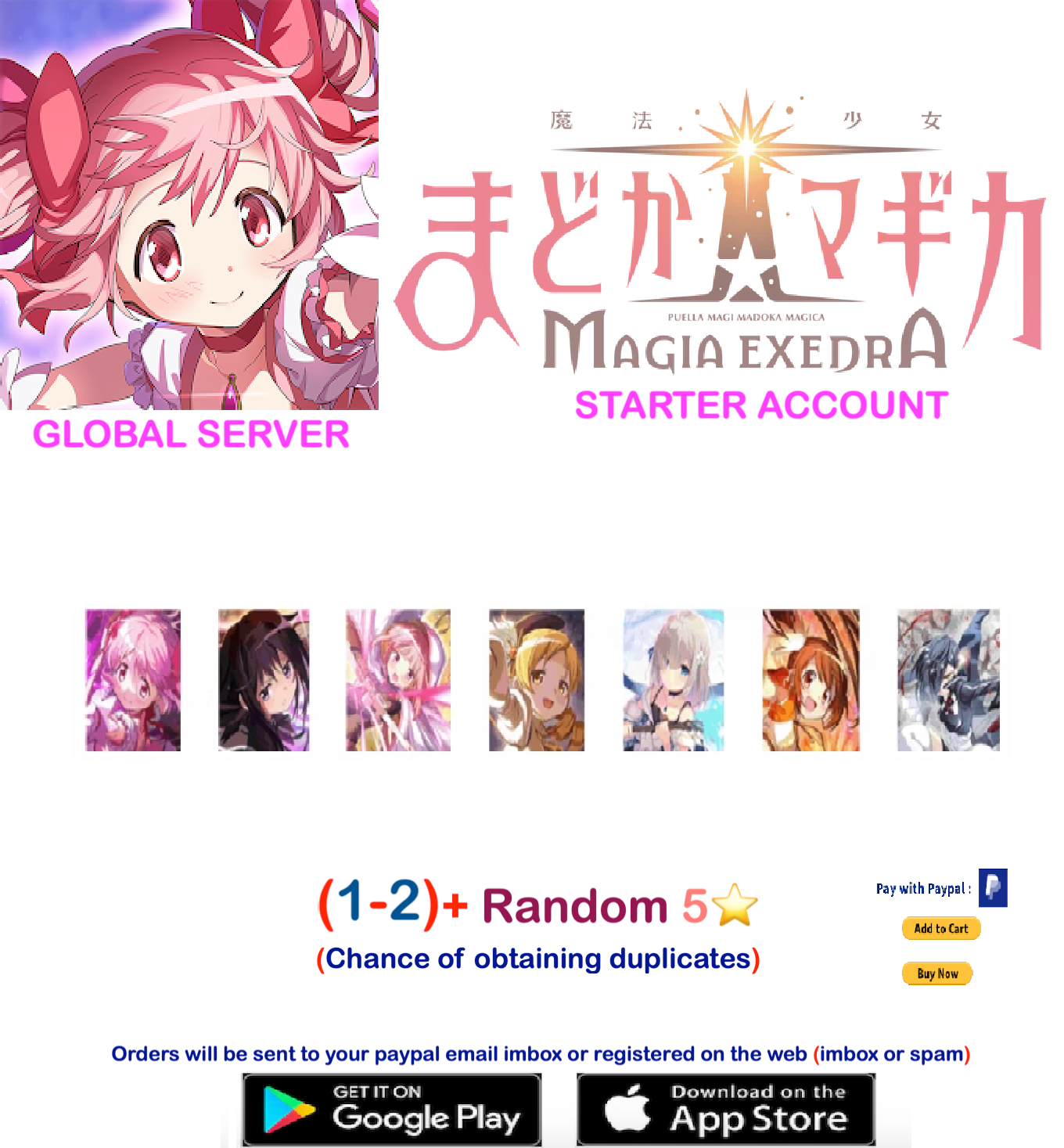 (Global Server) multiple combinations Madoka Magica Starter Account v2