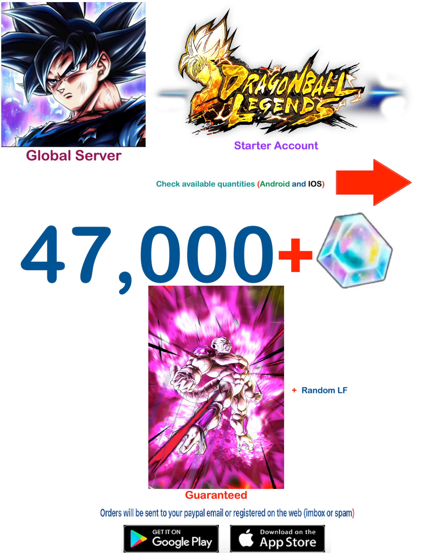 (Global Server)(Android-IOS VERSION) Ultra Frieza Dragon Ball Legends Farmed Account