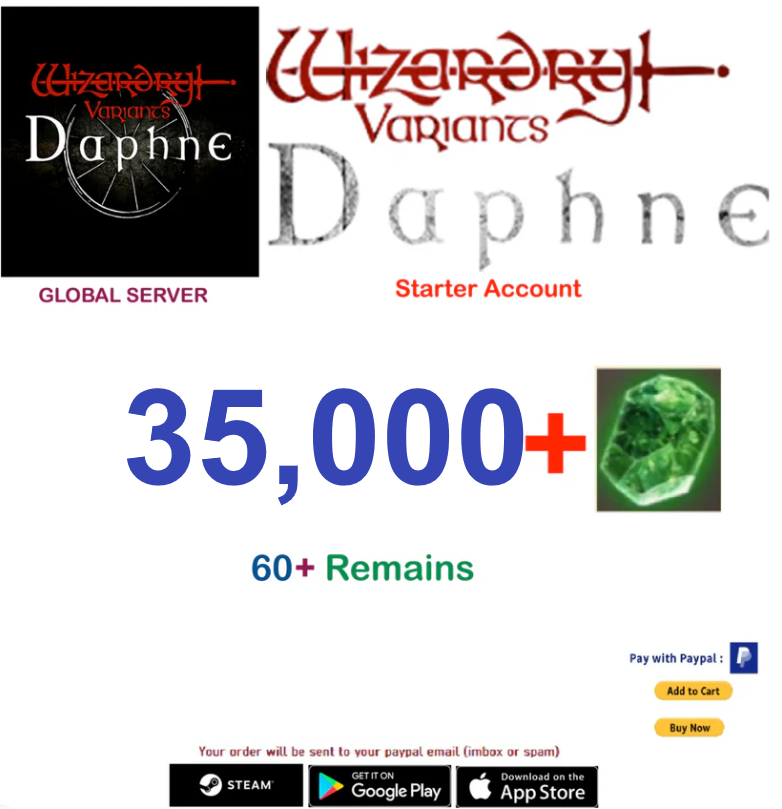 (Global Server)(INSTANT DELIVERY) 35000 Gems Wizardry Variants Daphne Starter Account