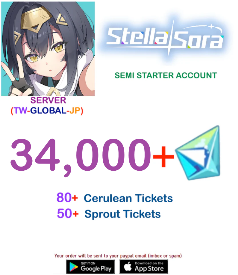 (Global-Jp-Tw-Kr Server) ?? Gems Stella Sora Semi-Starter Account v2