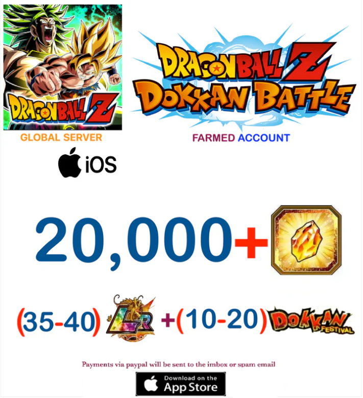 (Global Server)(IOS VERSION) 20,000 + Dragon Stones Dragon Ball Dokkan Battle Farmed Account