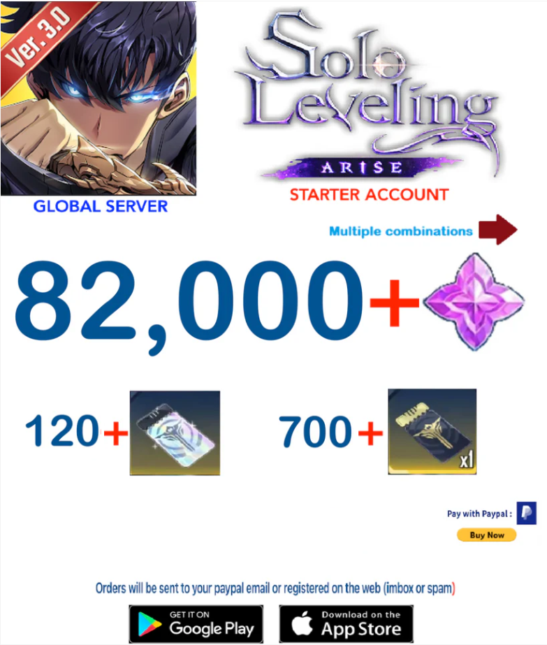 (Global Server) Multiple combinations Solo Leveling:ARISE Reroll Starter Account v ex