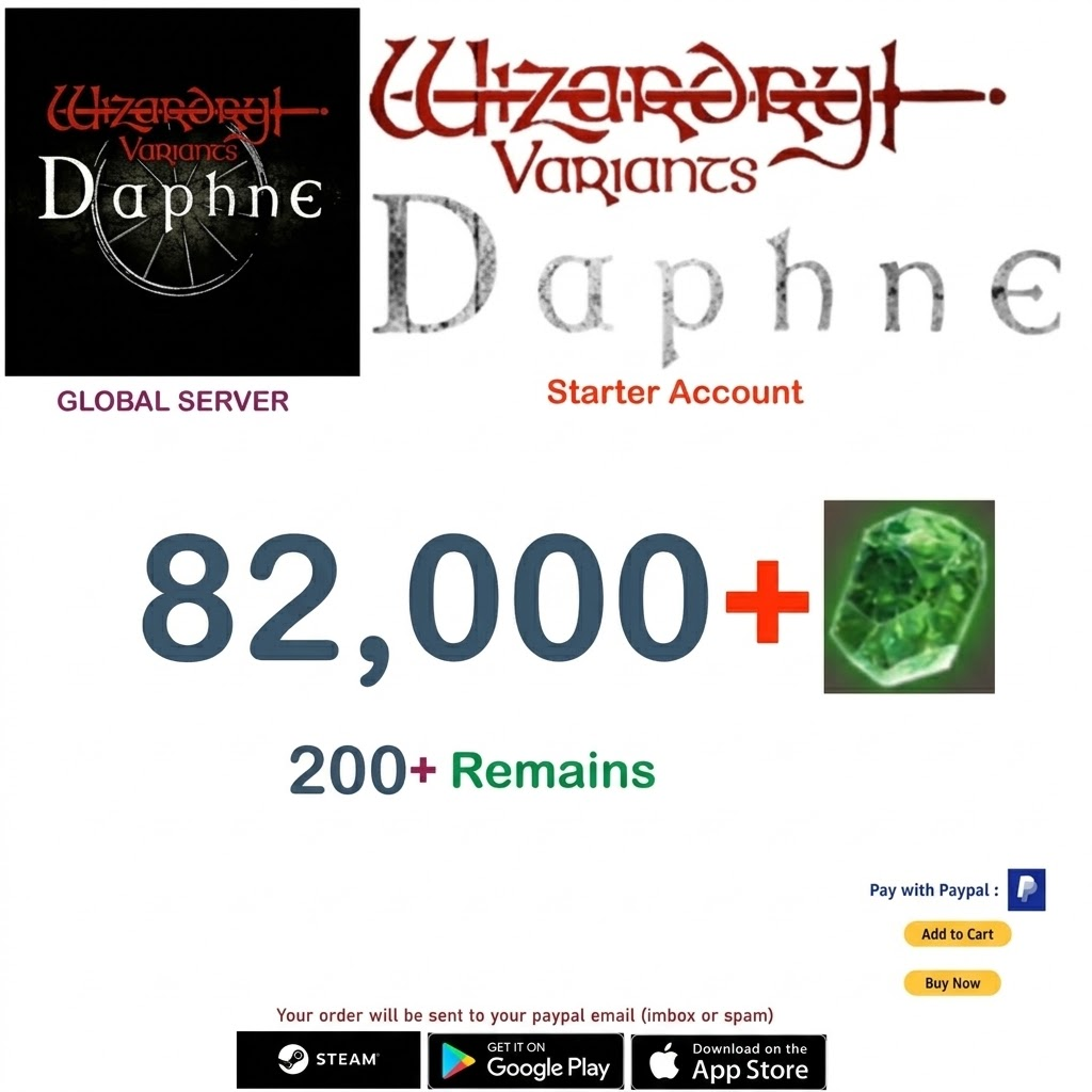 (Global Server)(INSTANT DELIVERY) 82.000 Gems Wizardry Variants Daphne Starter Account