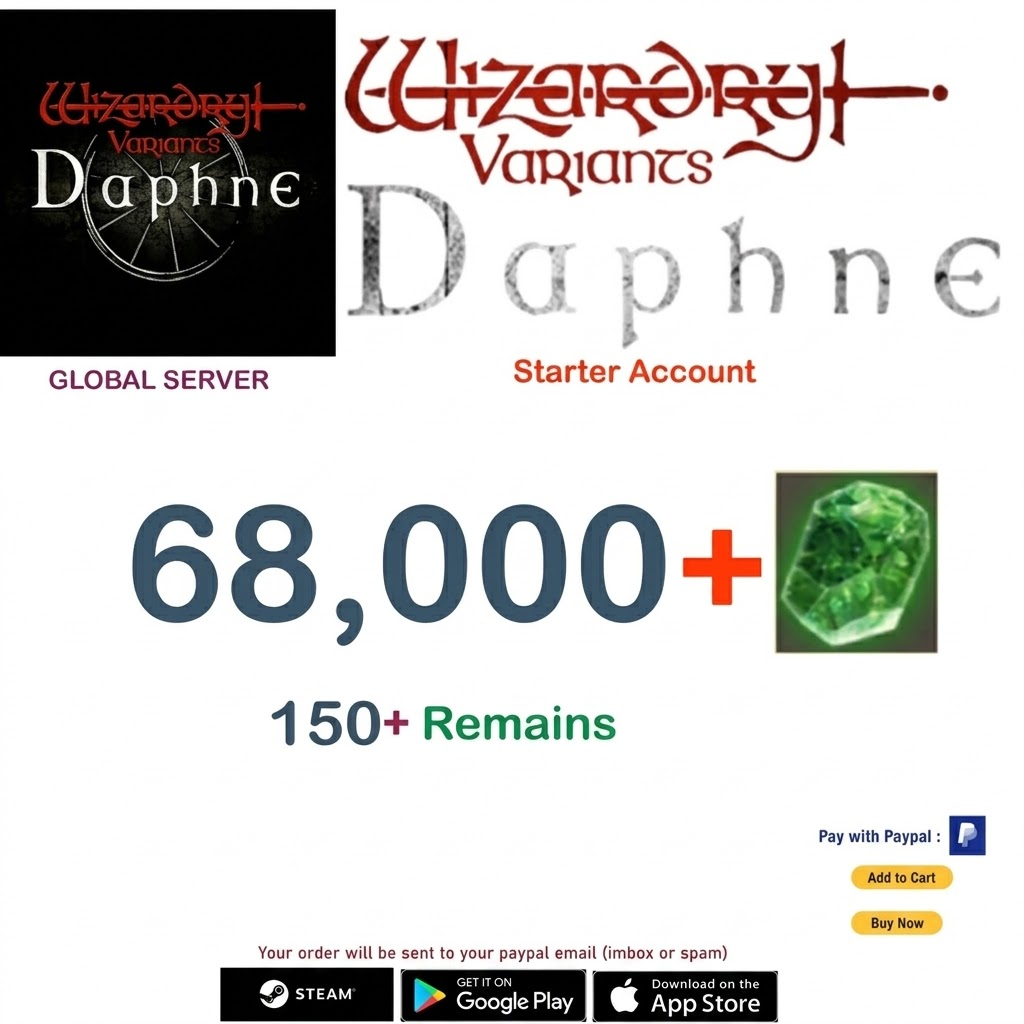 (Global Server)(INSTANT DELIVERY) 68.000 Gems Wizardry Variants Daphne Starter Account