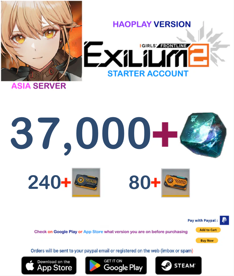 (Global Server-Asia - Haoplay) 37.000+ Collapse Piece GIRLS' FRONTLINE 2: EXILIUM Starter account