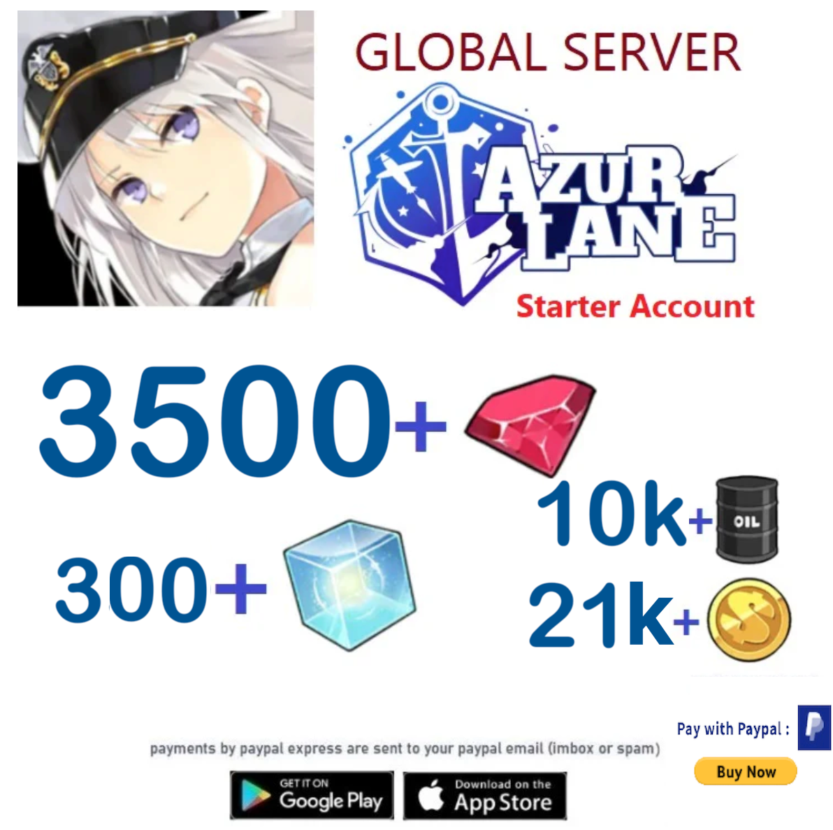 (Global Server) 3500+Wisdom Cubes - Azur Lane Starter Reroll Account