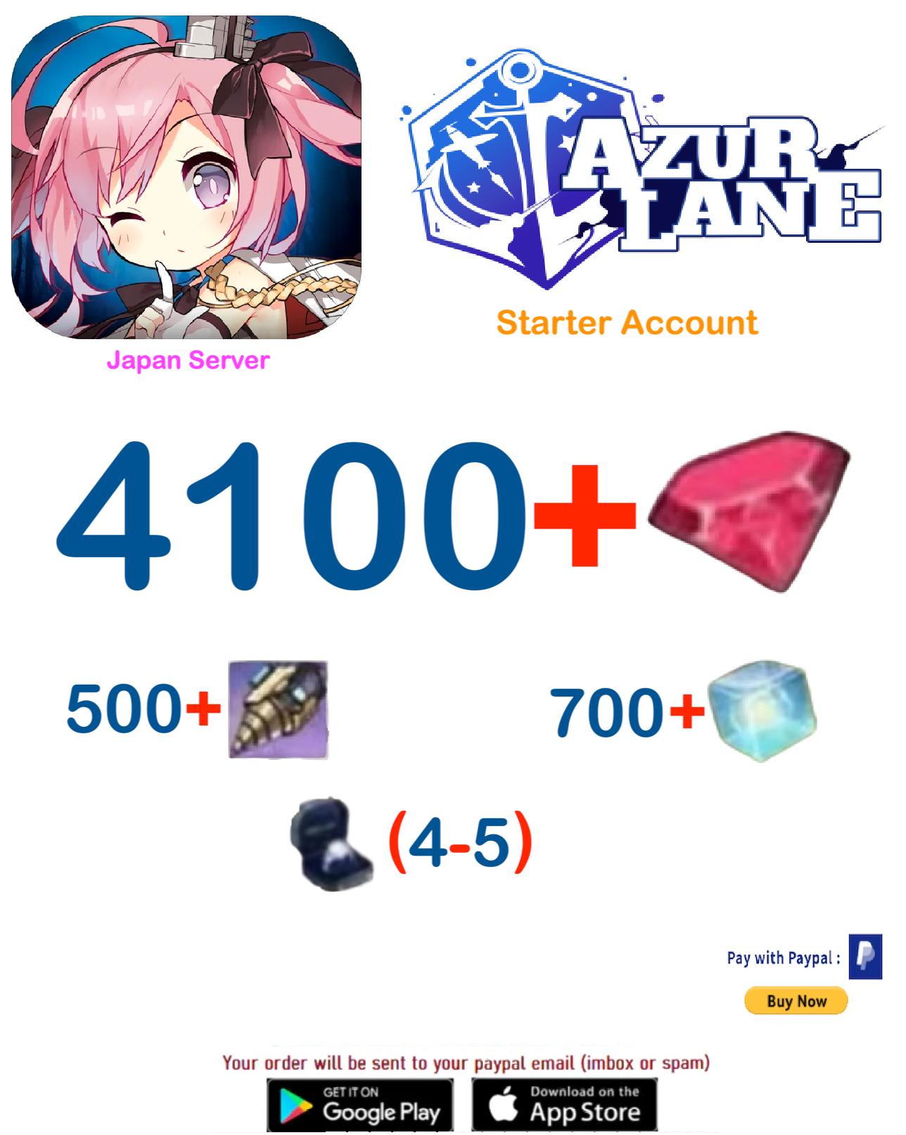(Japan Server) 4100+Wisdom Cubes - Azur Lane Starter Reroll Account