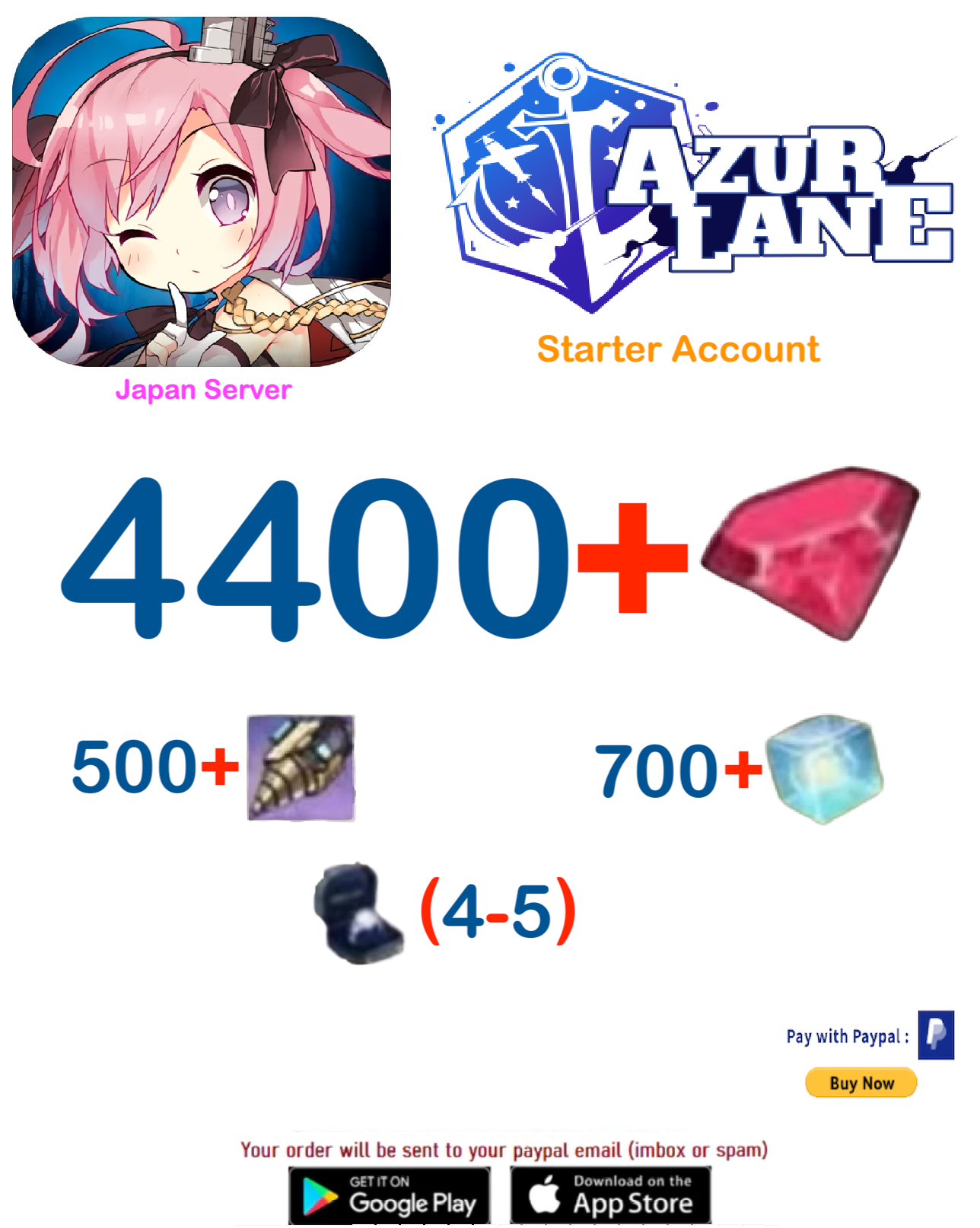(Japan Server) 4400+Wisdom Cubes - Azur Lane Starter Reroll Account v2