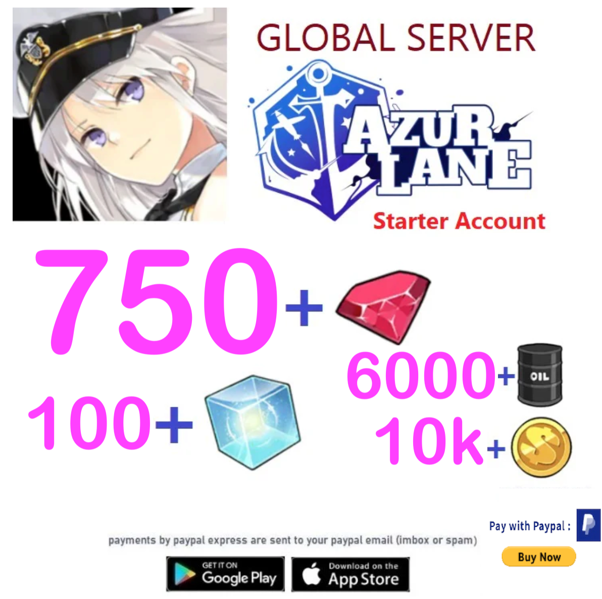 (Global Server) 750+Wisdom Cubes - Azur Lane Starter Reroll Account