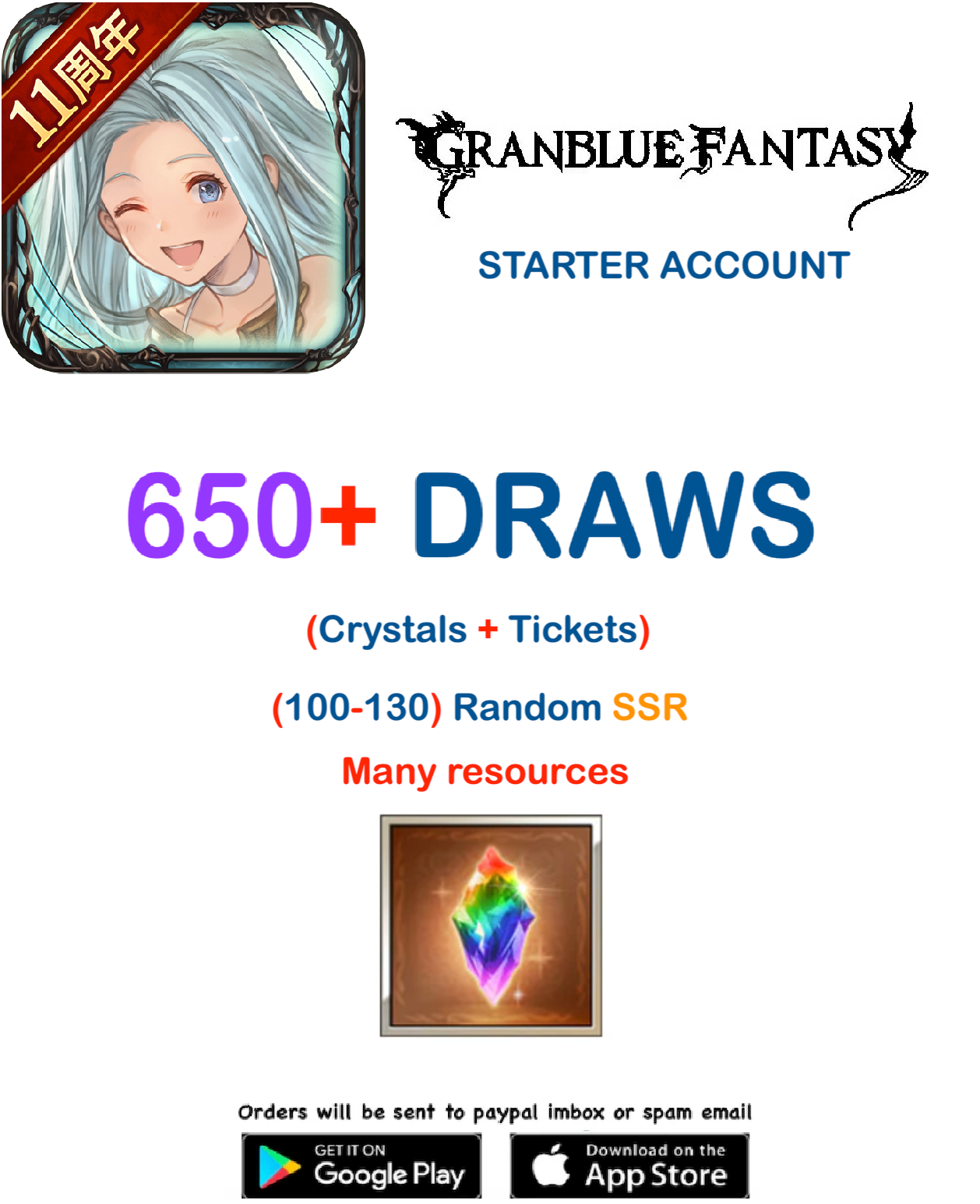 650+ Draws GranBlue Fantasy GBF Starter Account