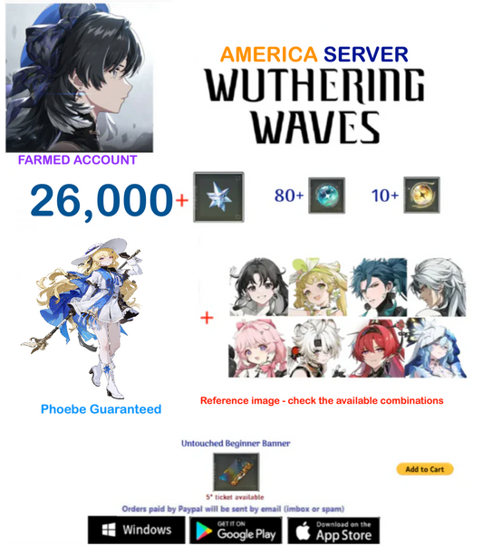 (America Server) Phoebe + Multiple Combinations - Wuthering Waves Farmed  Account AR 28+