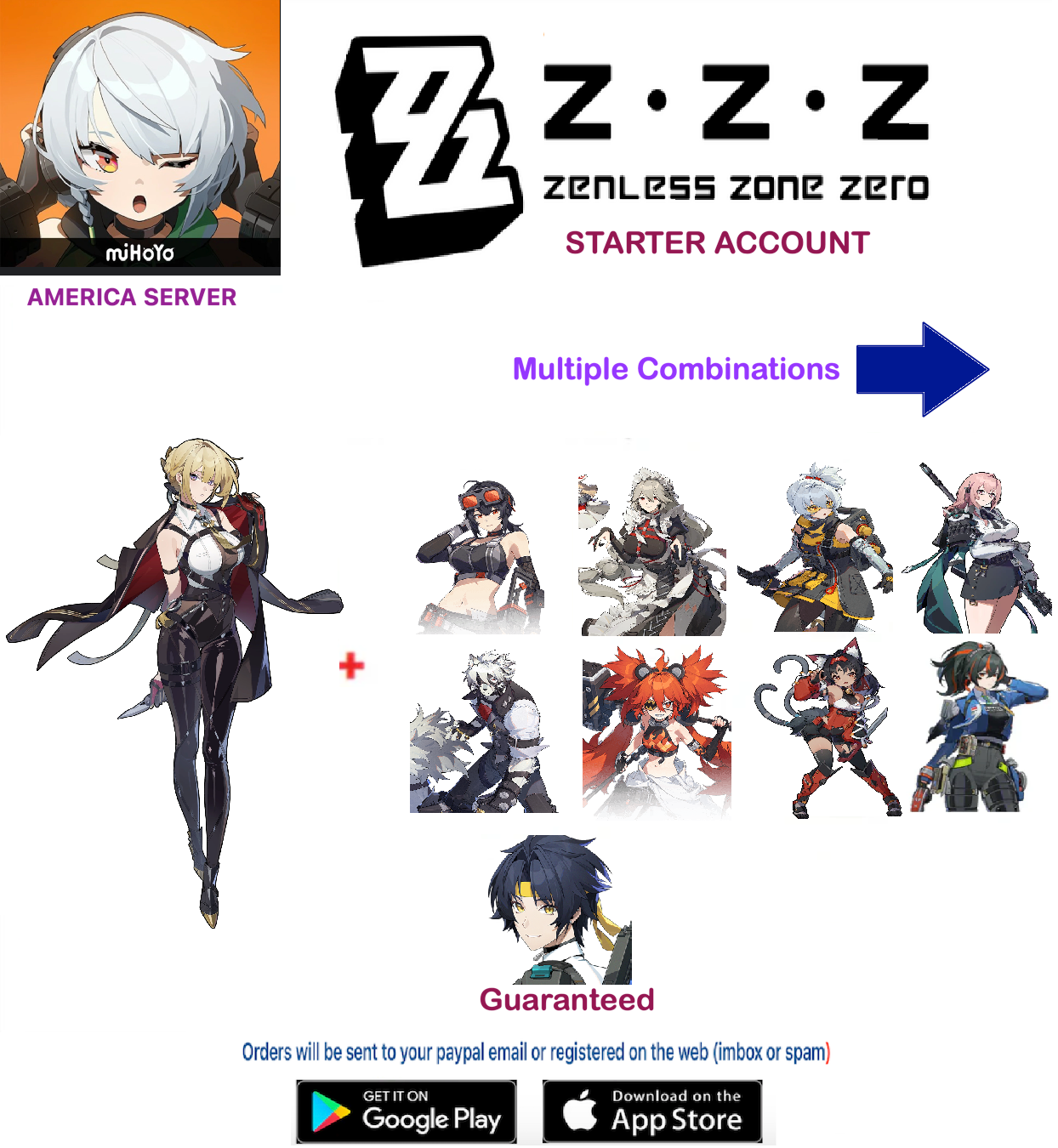 (America Server) Evelyn - Zenless Zone Zero Starter Account (RANK 8)