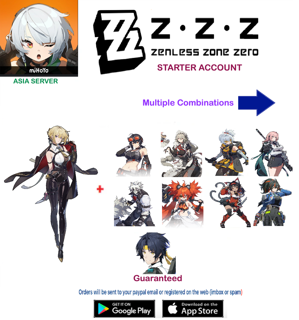 (Asia Server) Evelyn - Zenless Zone Zero Starter Account (RANK 8)