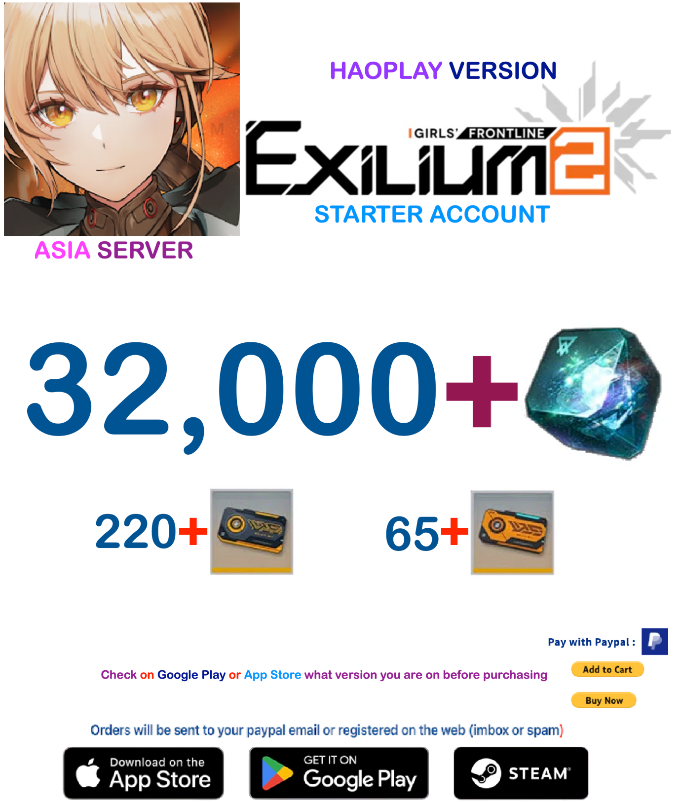 (Global Server-Asia - Haoplay) 32.000+ Collapse Piece GIRLS' FRONTLINE 2: EXILIUM Starter account