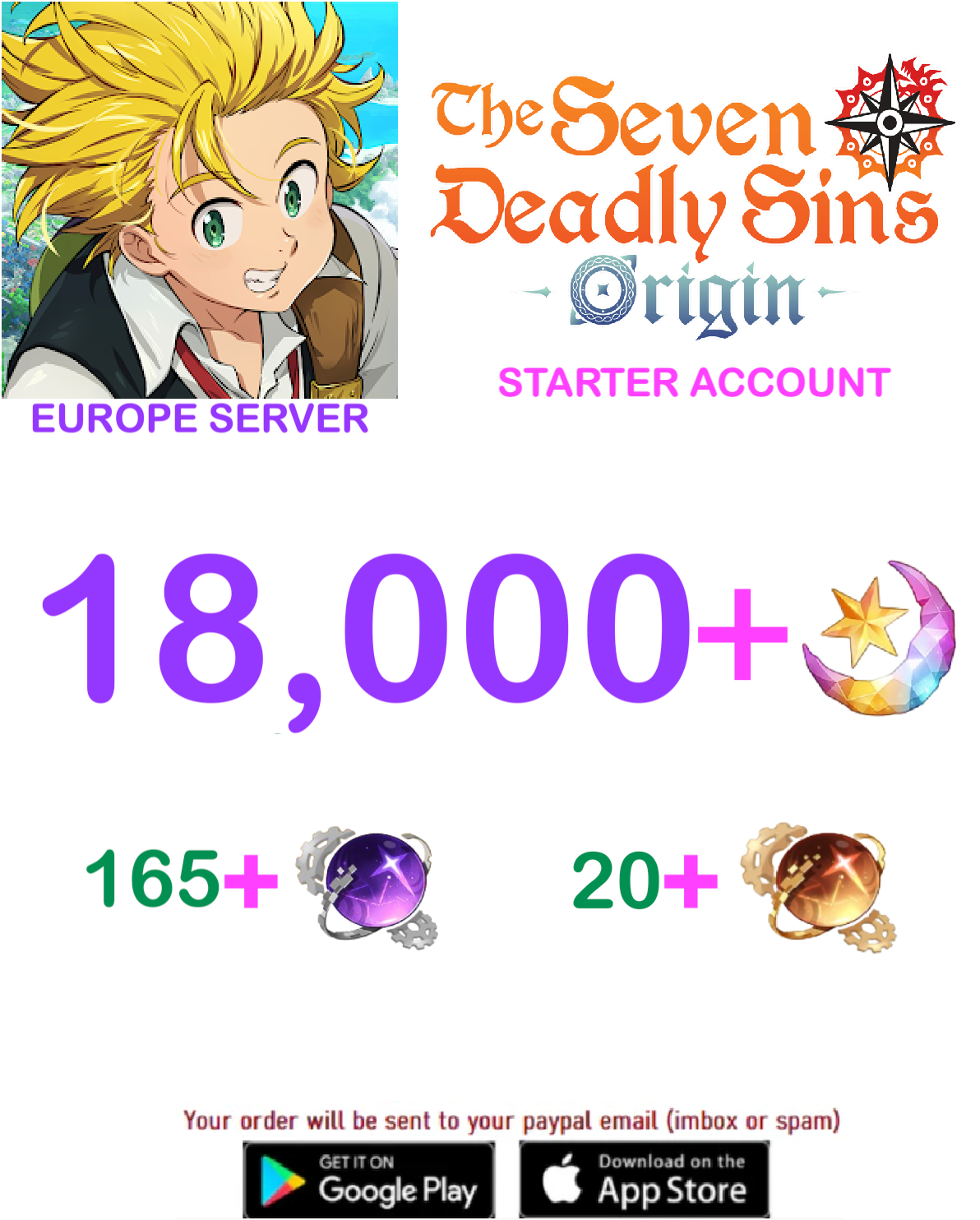 ⭐ EUROPE SERVER⭐ ??+ Star Fragments 7ds Origins Starter Account