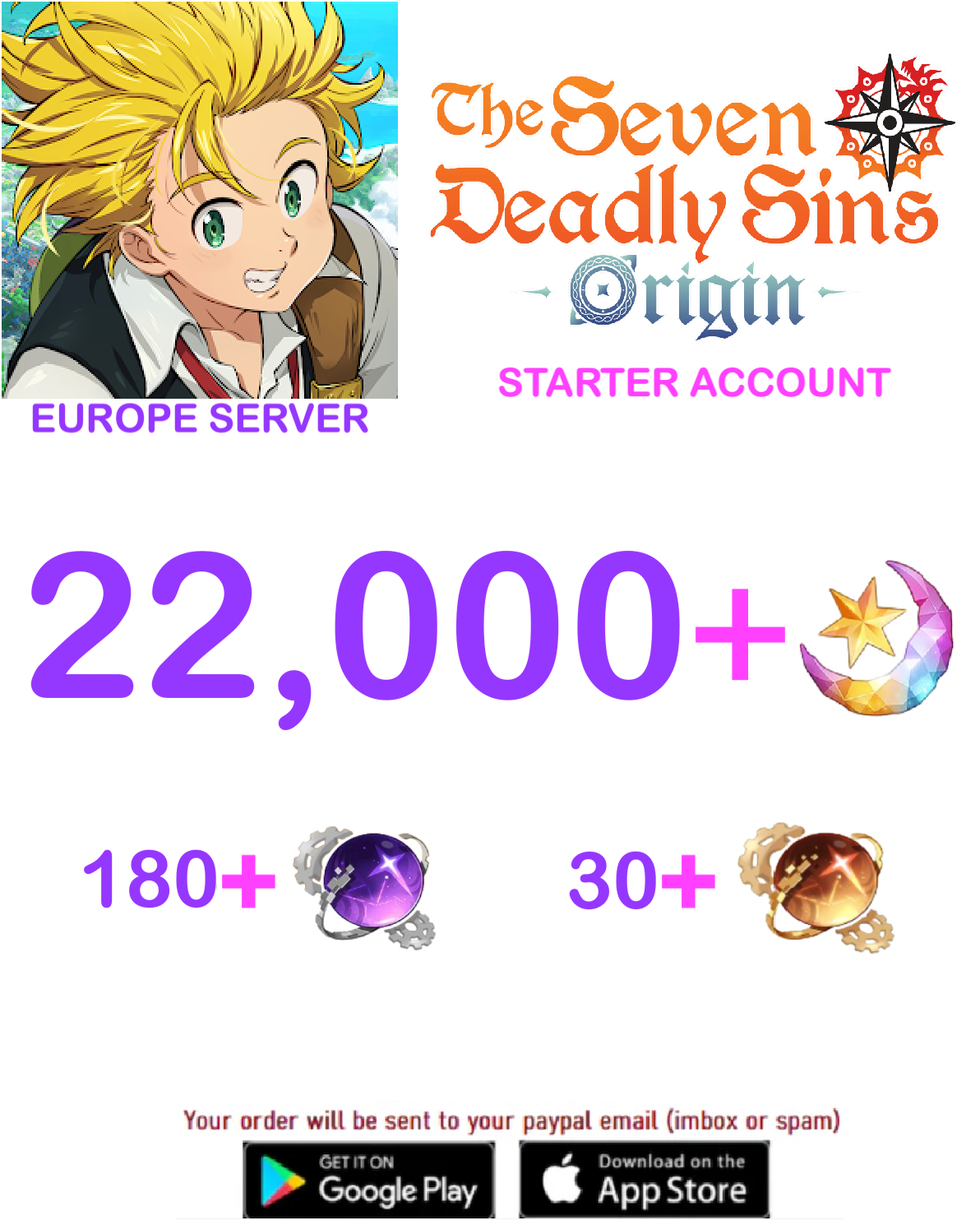 ⭐ EUROPE SERVER⭐ ??+ Star Fragments 7ds Origins Starter Account