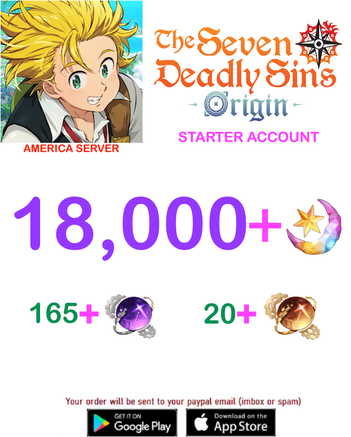 ⭐ AMERICA SERVER⭐ ????+ Star Fragments 7ds Origins Starter Account