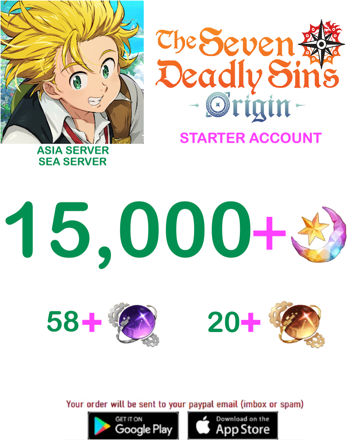 ⭐ ASIA/SEA SERVER⭐ ???+ Star Fragments 7ds Origins Starter Account