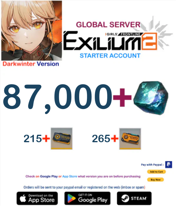 (Global Server-America- DarkWinter) 87.000 + Collapse Piece GIRLS' FRONTLINE 2: EXILIUM Starter account