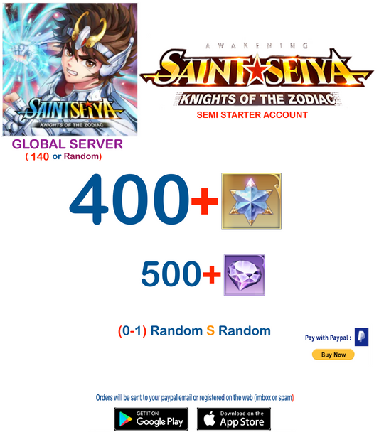 (Global Server)  400 Advanced Gems Saint Seiya Awakening KOTZ Semi Starter Account