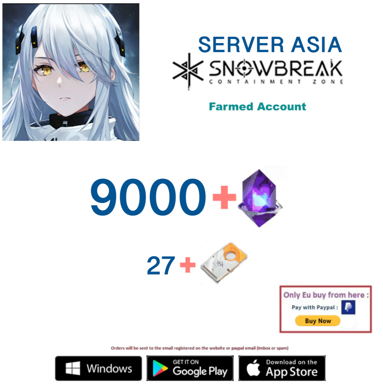 (Global / Asia Server) 9000+ DigiCash 27+ Recruitment Tickets Snowbreak Containment Zone Farmed Reroll Account
