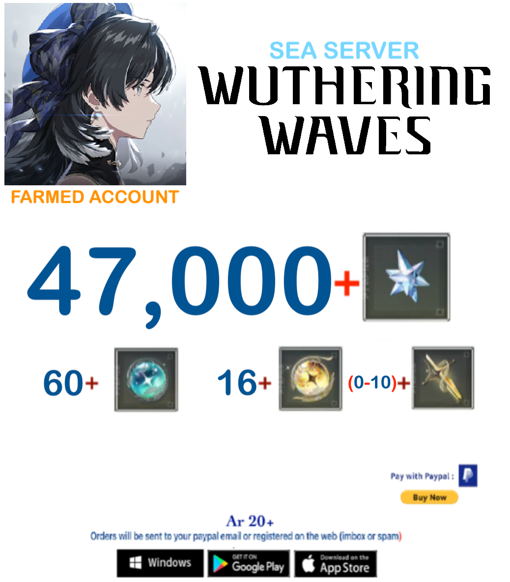 (Sea Server) Wuthering Waves Farmed Account