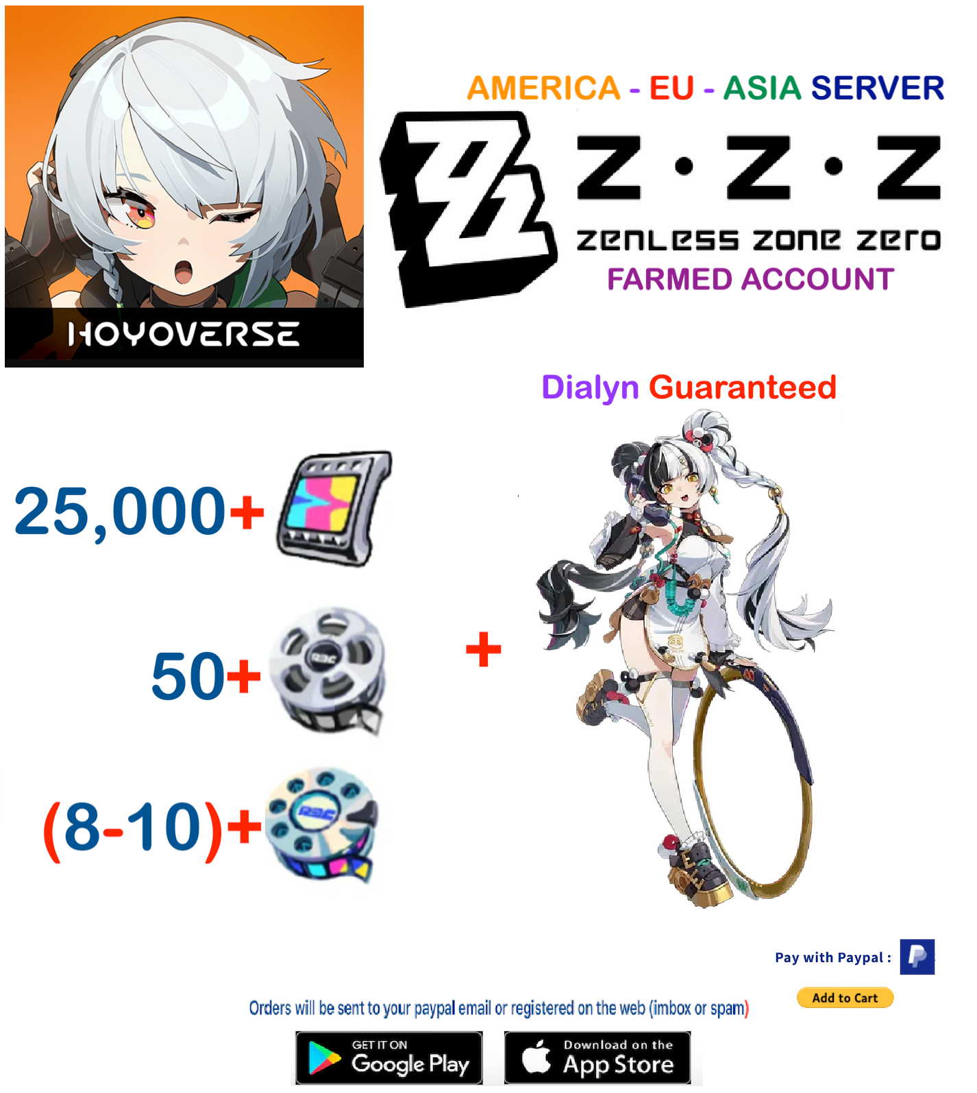 (All Server) Dialyn + Resources - Zenless Zone Zero Farmed Account