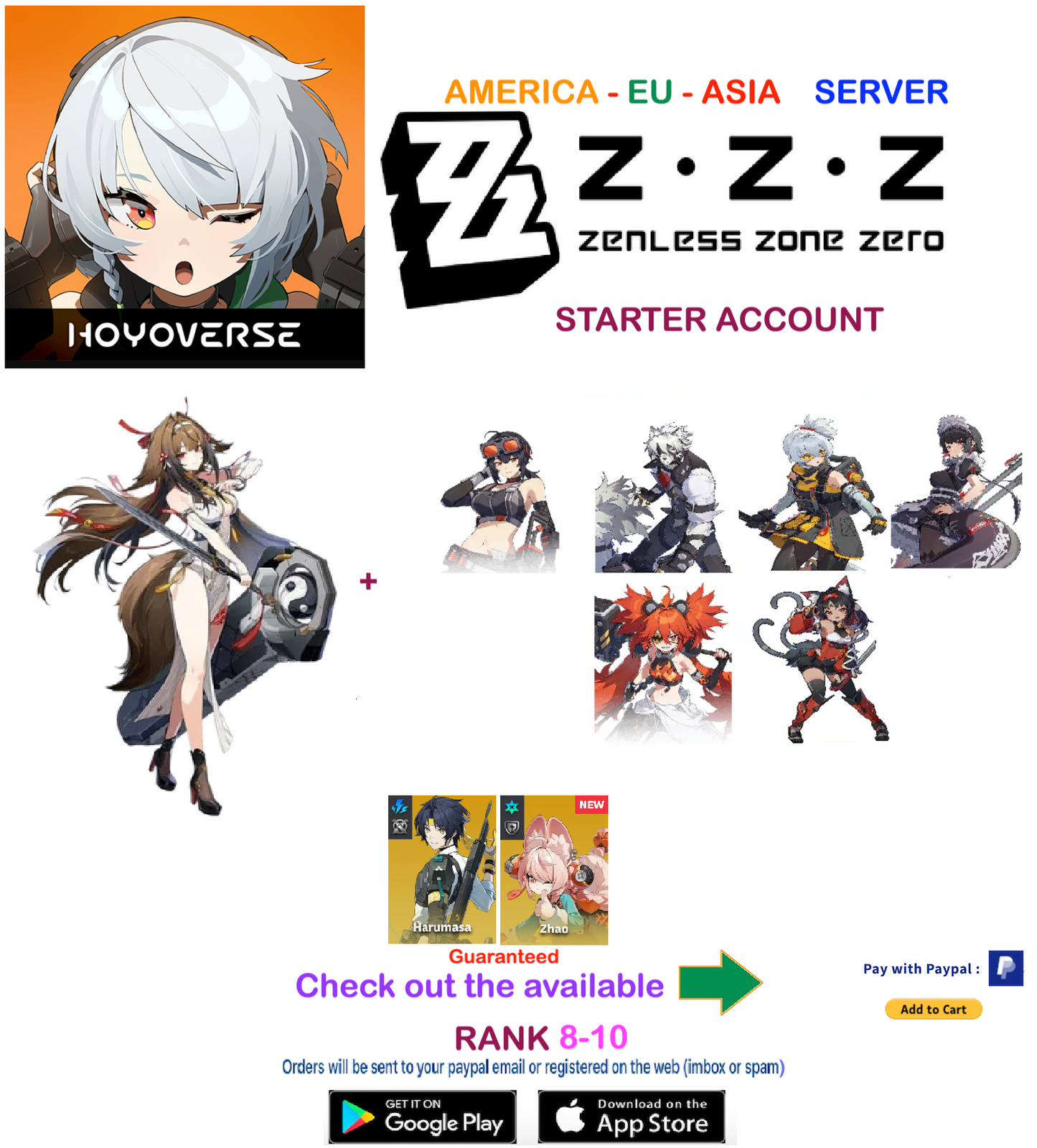 (America - Europe - Asia Server) Ye Shunguang - Zenless Zone Zero Starter Account