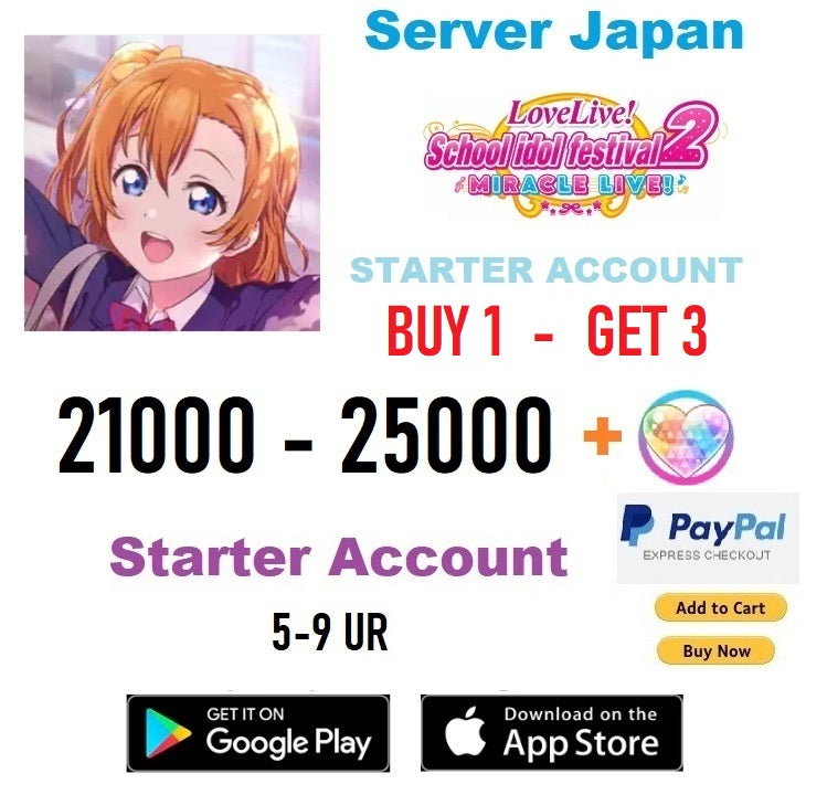 [Japan Server ] Buy 1 - Get 3  Love Live School Idol Festival 2 Miracle Live Starter Reroll Account