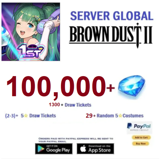 [Global Server/Unlinked] 100,000 Gems  Brown Dust 2  Reroll Account