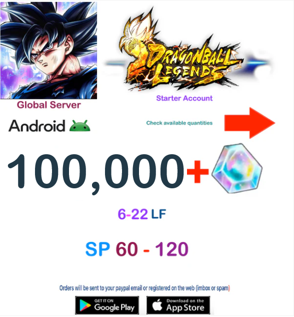 (Global Server)(ANDROID VERSION)  95.000 + Crystal    Dragon Ball Legends Starter Account