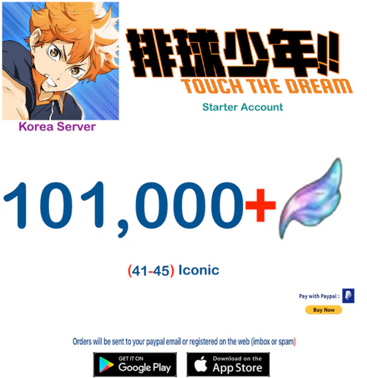 (Korea Server)  101,000 Gems +  HAIKYU!! TOUCH THE DREAM Starter Account