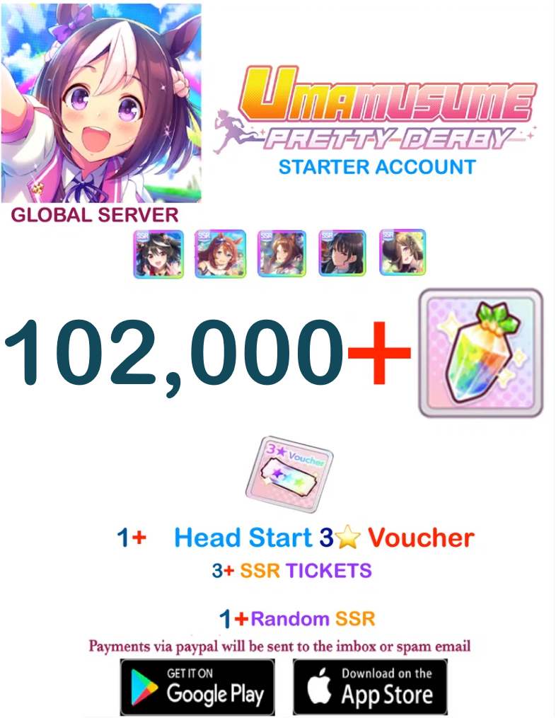 [GLOBAL SERVER] ⭐ ??+ Gems⭐  Uma Musume Pretty Derby Starter Reroll Account v4