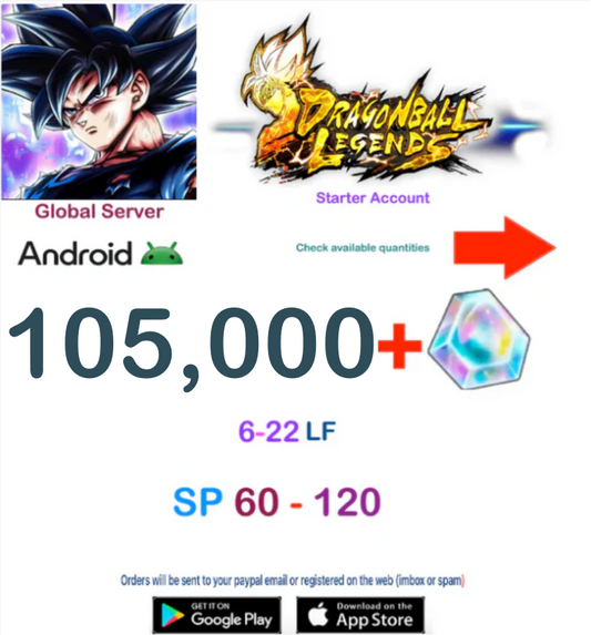 (Global Server)(ANDROID VERSION)  105.000 + Crystal    Dragon Ball Legends Starter Account