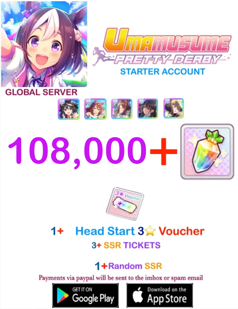 [GLOBAL SERVER] ⭐ ??+ Gems⭐  Uma Musume Pretty Derby Starter Reroll Account v4